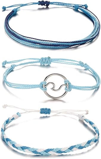 Softones VSCO String Wave Bracelets for Women Handmade Colorful Waterproof Adjustable Braided Beach Bracelet Set for Women 3