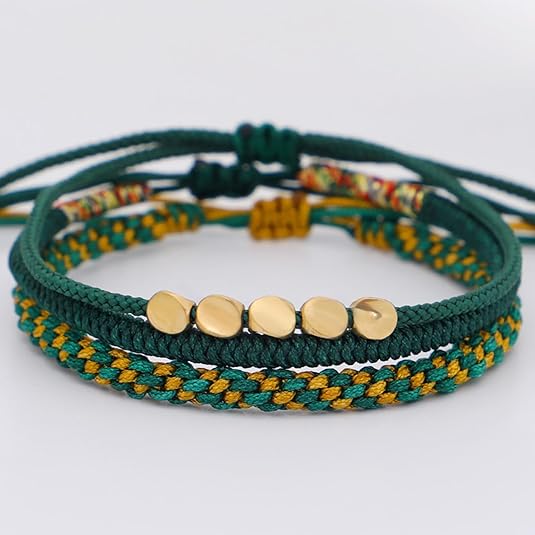 3Pcs Tibetan Buddhist Handmade Braided Adjustable Bracelets Lucky Protection Rope Woven Knots Prayer Bracelet Friendship Couple Amulet Wristbands Jewelry for Women Men 2