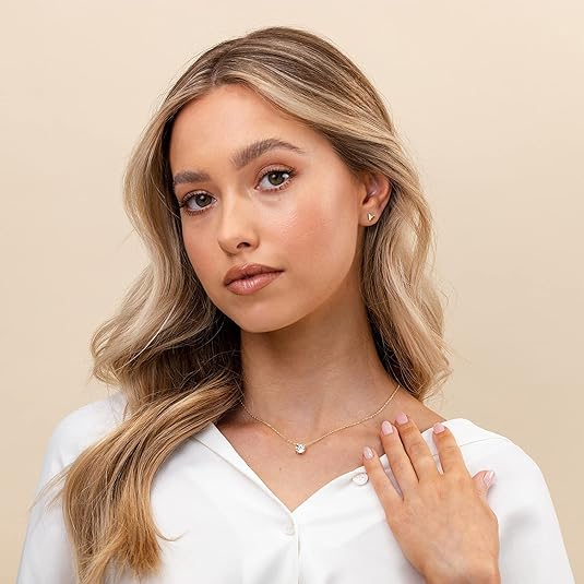 PAVOI 14K Gold Plated Crystal Solitaire 1.5 Carat (7.3mm) Cubic Zirconia Dainty Choker Necklace | Gold Necklaces for Women 2