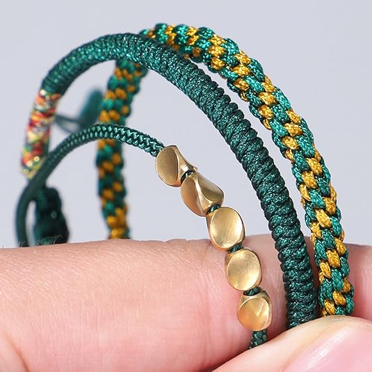 3Pcs Tibetan Buddhist Handmade Braided Adjustable Bracelets Lucky Protection Rope Woven Knots Prayer Bracelet Friendship Couple Amulet Wristbands Jewelry for Women Men 3