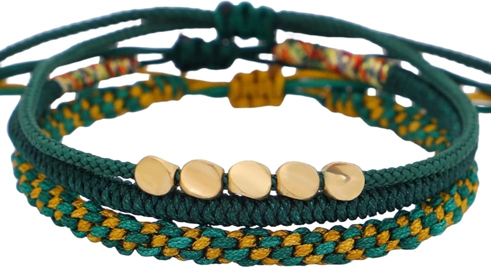 3Pcs Tibetan Buddhist Handmade Braided Adjustable Bracelets Lucky Protection Rope Woven Knots Prayer Bracelet Friendship Couple Amulet Wristbands Jewelry for Women Men 4
